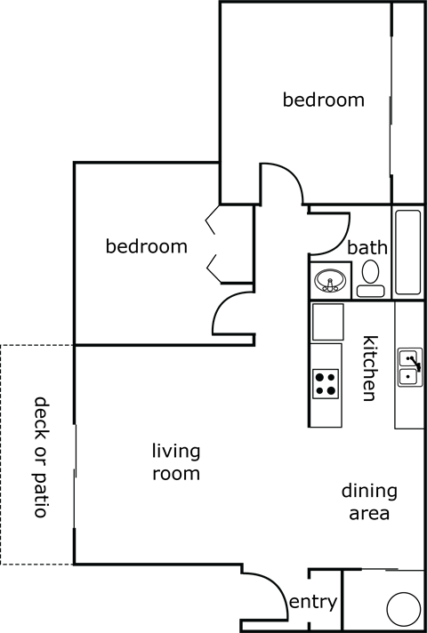 a floor plan of a 1 bedroom apartment